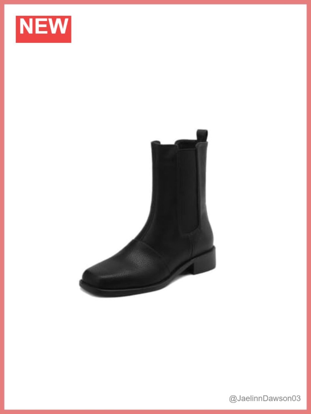 Women's Chelsea Ankle Boots Leather Block Heel Zip Square Toe Handmade